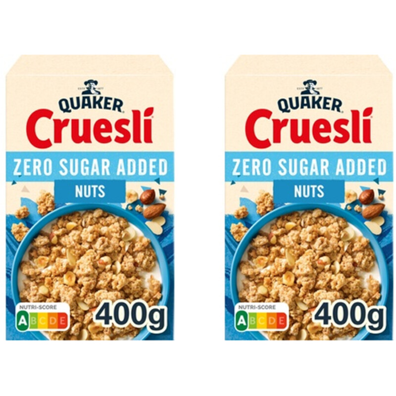 Een afbeelding van Quaker Cruesli zero 4 noten 2-pack