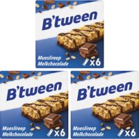 Een afbeelding van Hero B'tween mueslireep melkchocolade 3-pack