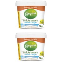 Een afbeelding van Campina Magere kwark naturel 1kg 2-pack