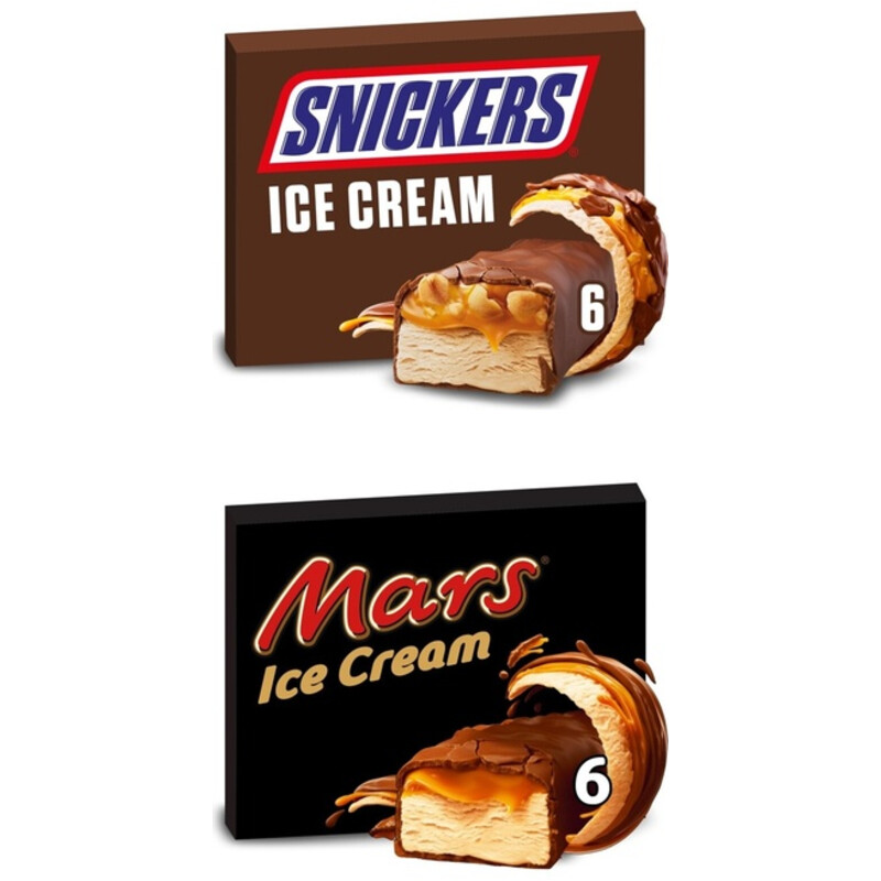 Een afbeelding van Snickers & Mars Ijsrepen pakket
