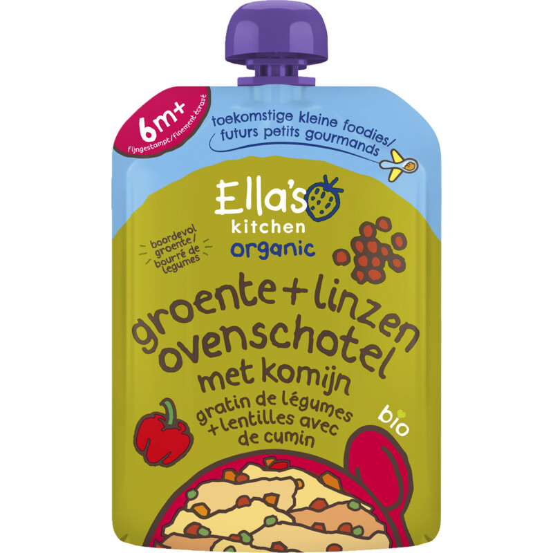 Een afbeelding van Ella's kitchen Groente ovenschotel met linzen 6m+ bio