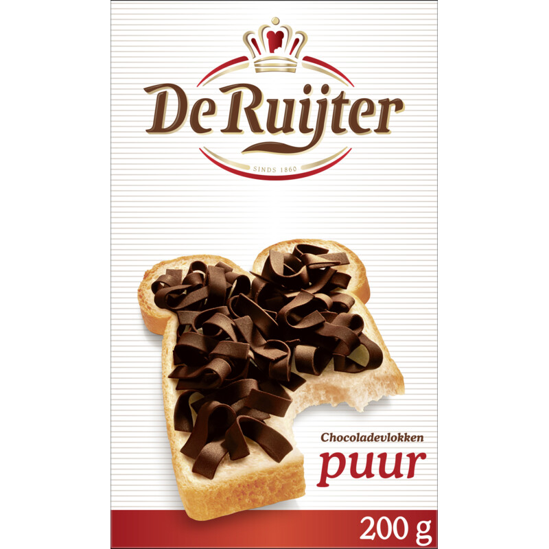 Een afbeelding van De Ruijter Chocolade vlokken puur