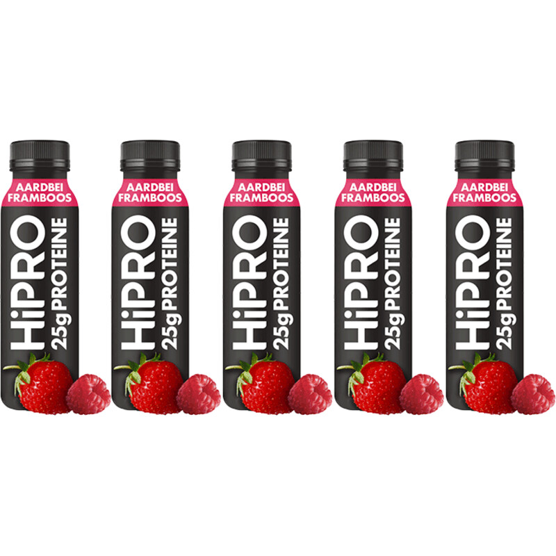 Een afbeelding van HiPRO Protein drink framboos aardbei 5-pack