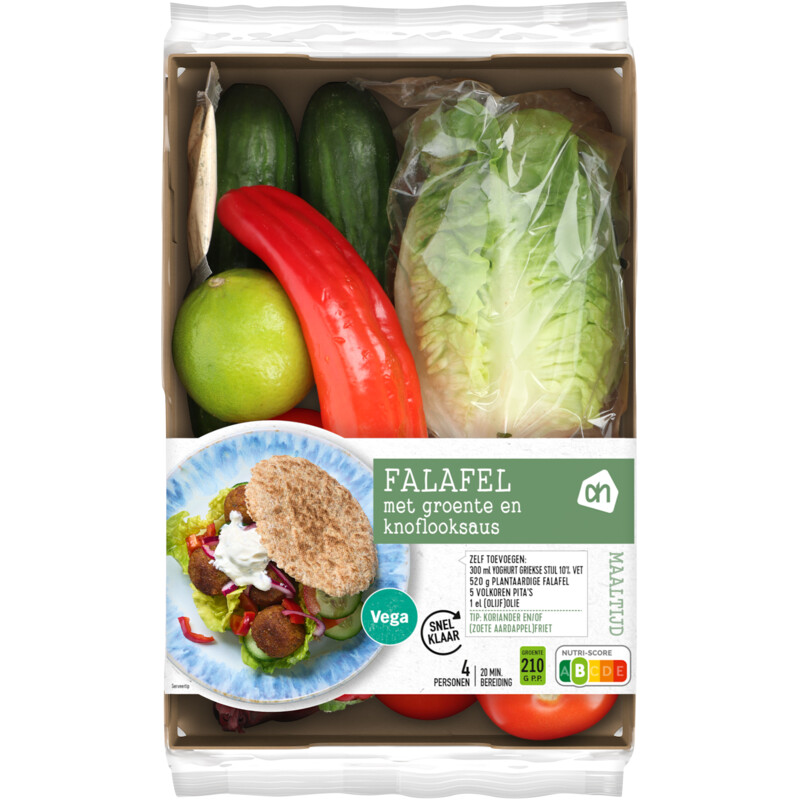 Een afbeelding van AH Falafel met groente verspakket