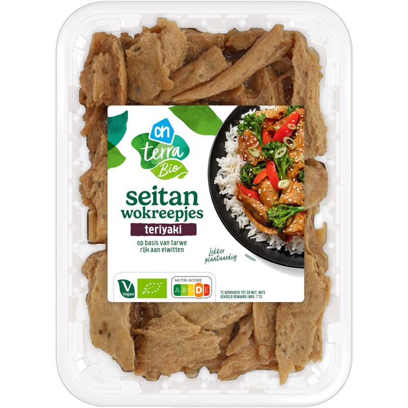 Een afbeelding van AH Terra Biologische seitan wokreepjes teriyaki
