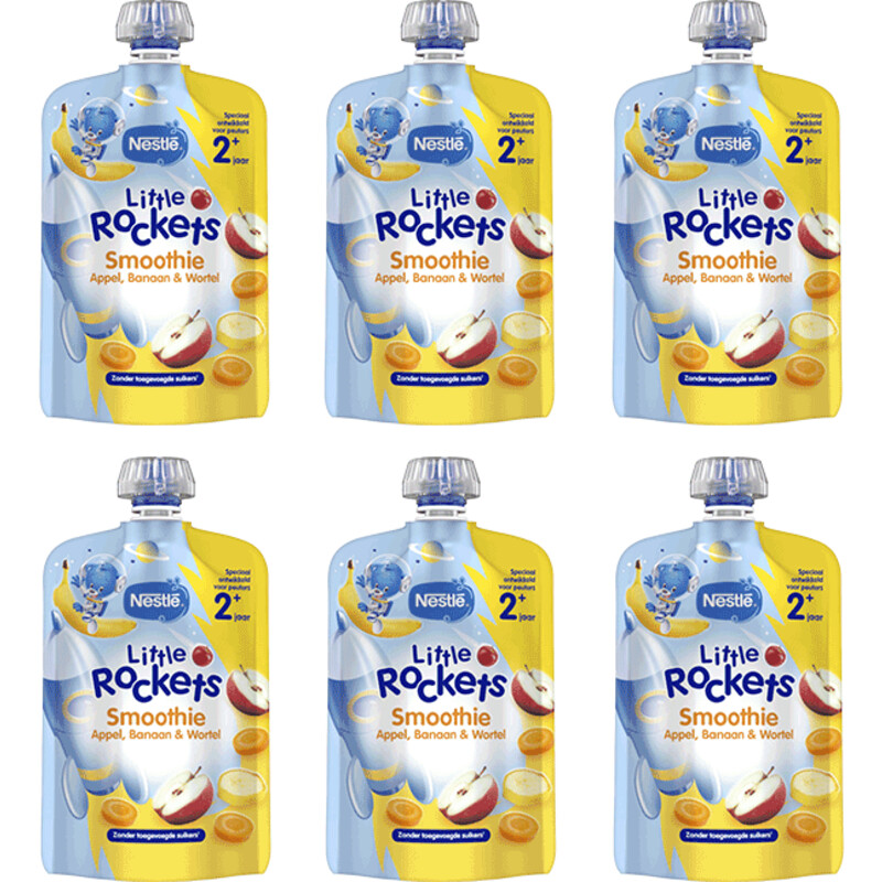 Een afbeelding van Nestlé Little Rockets appel wortel 2+ 6-pack