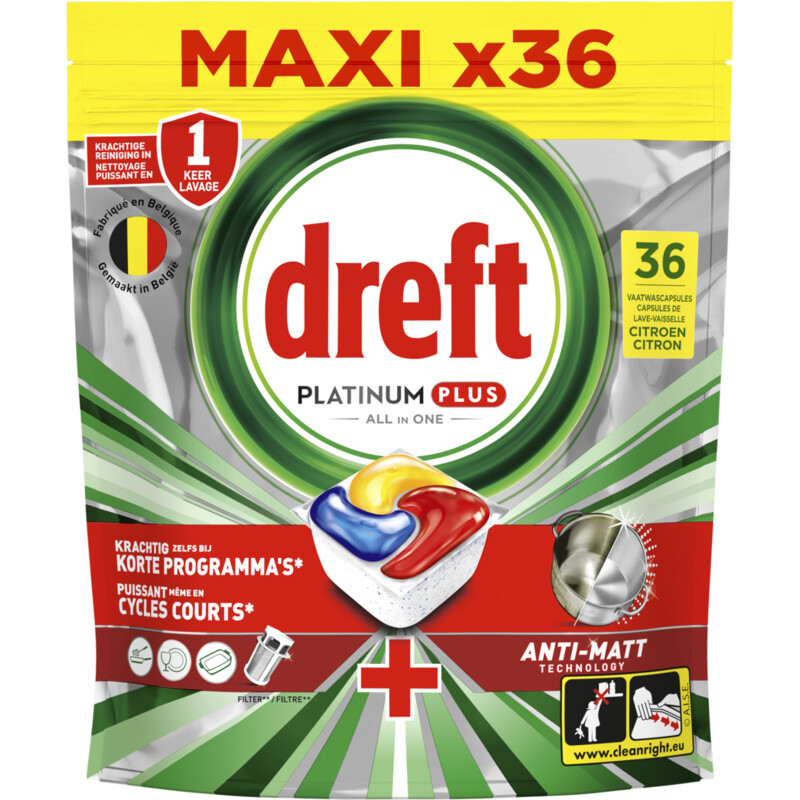 Een afbeelding van Dreft Platinum plus vaatwastabletten citroen
