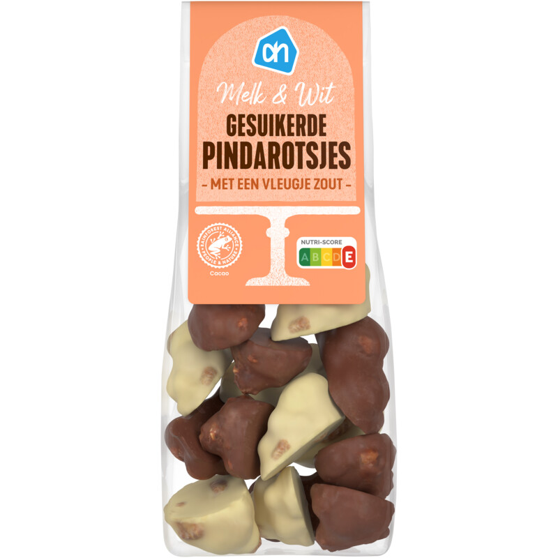 Een afbeelding van AH Gesuikerde pindarotsjes melk & wit