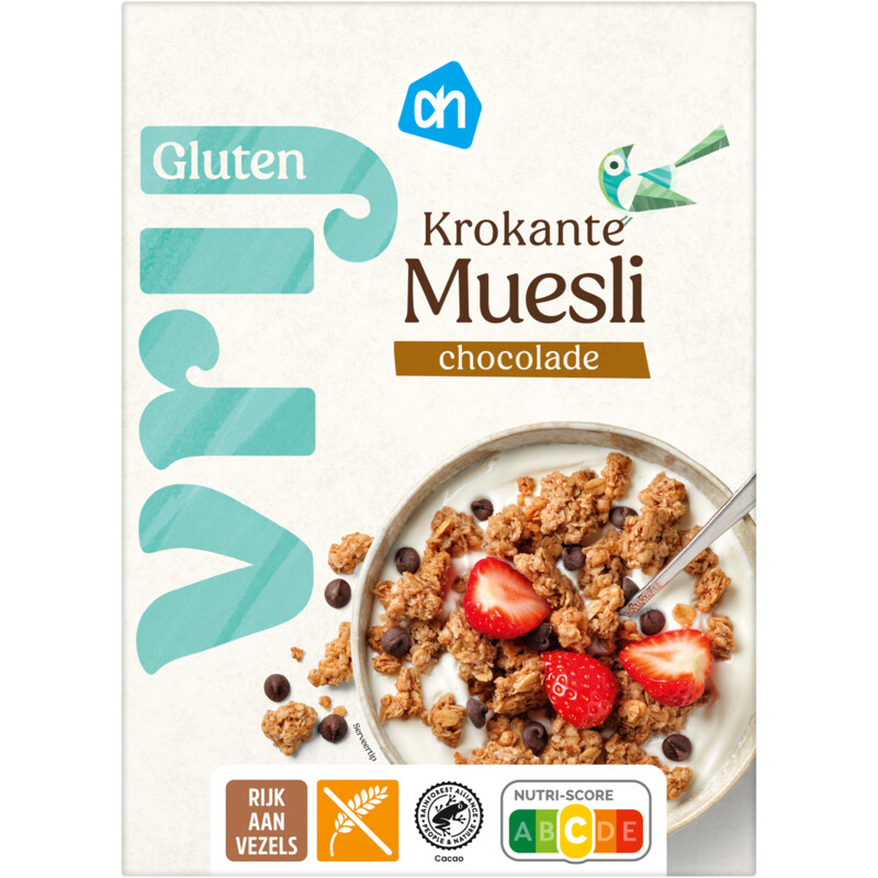 Een afbeelding van AH Glutenvrij Krokante muesli chocolade