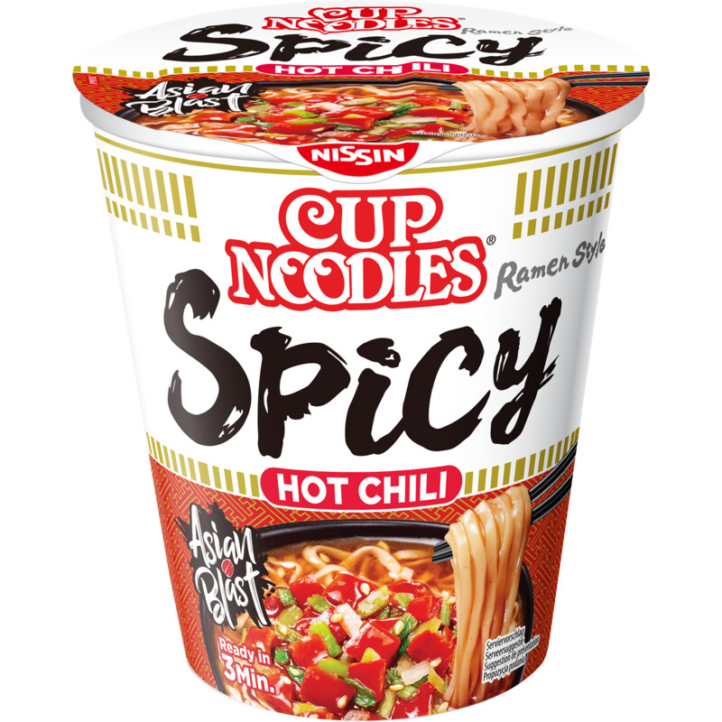 Een afbeelding van Nissin Cup noodles hot chili spicy