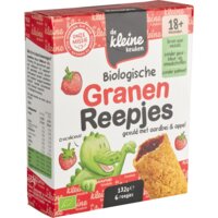 Een afbeelding van De Kleine Keuken Biologische granenreepjes aardbei 18m+