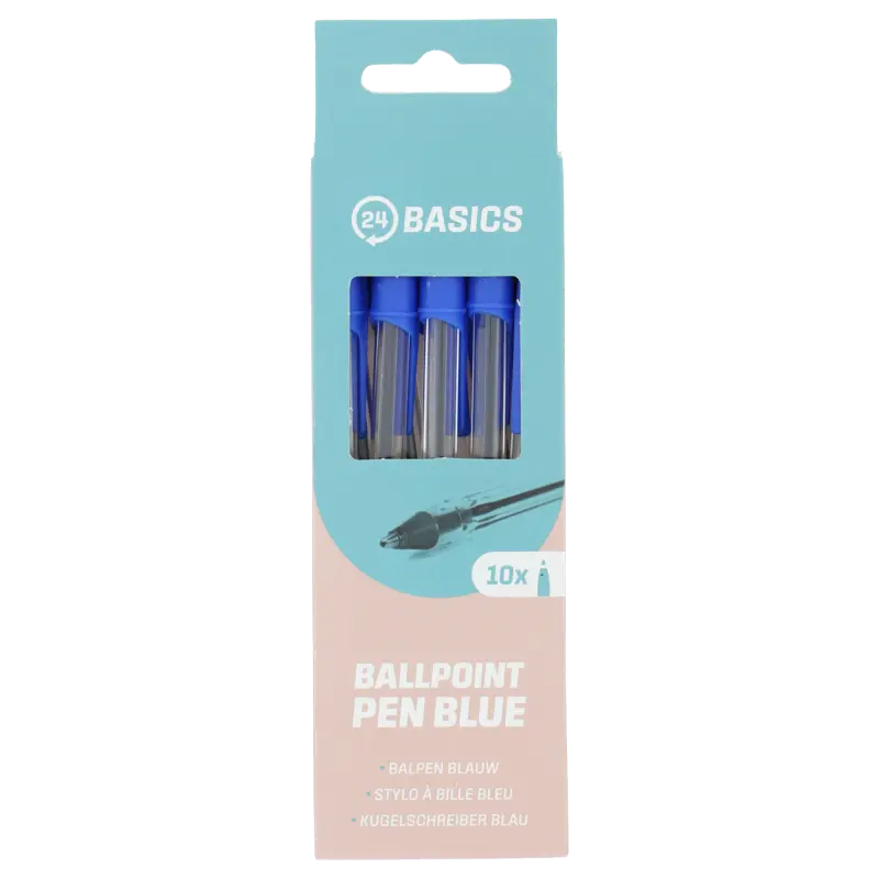 Balpen met dop blauw 10-pack