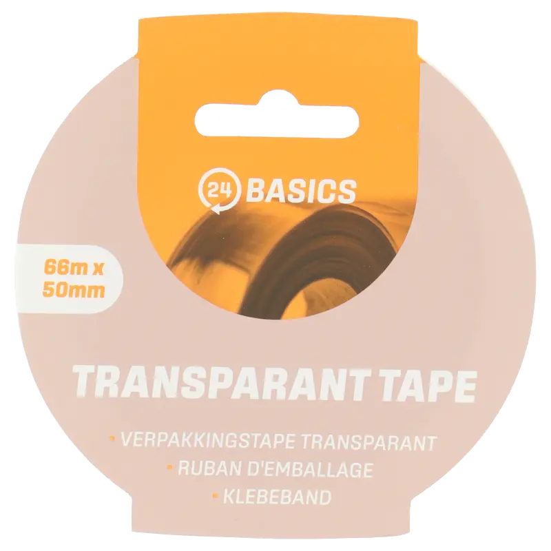 24Basics Verpakkingstape transparant 66mx50mm