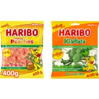 Een afbeelding van Haribo snoep Peaches en Kikkers pakket