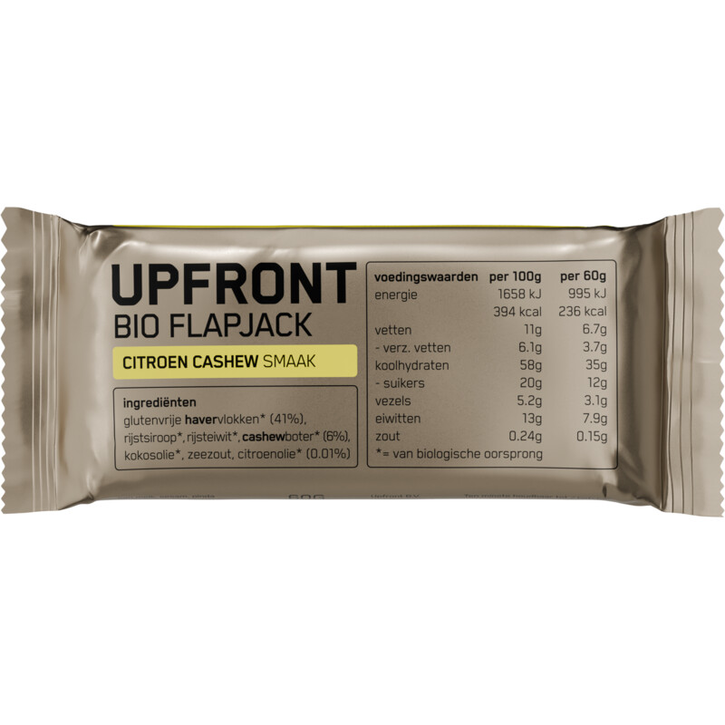 Een afbeelding van Upfront Bio flapjack citroen cashew