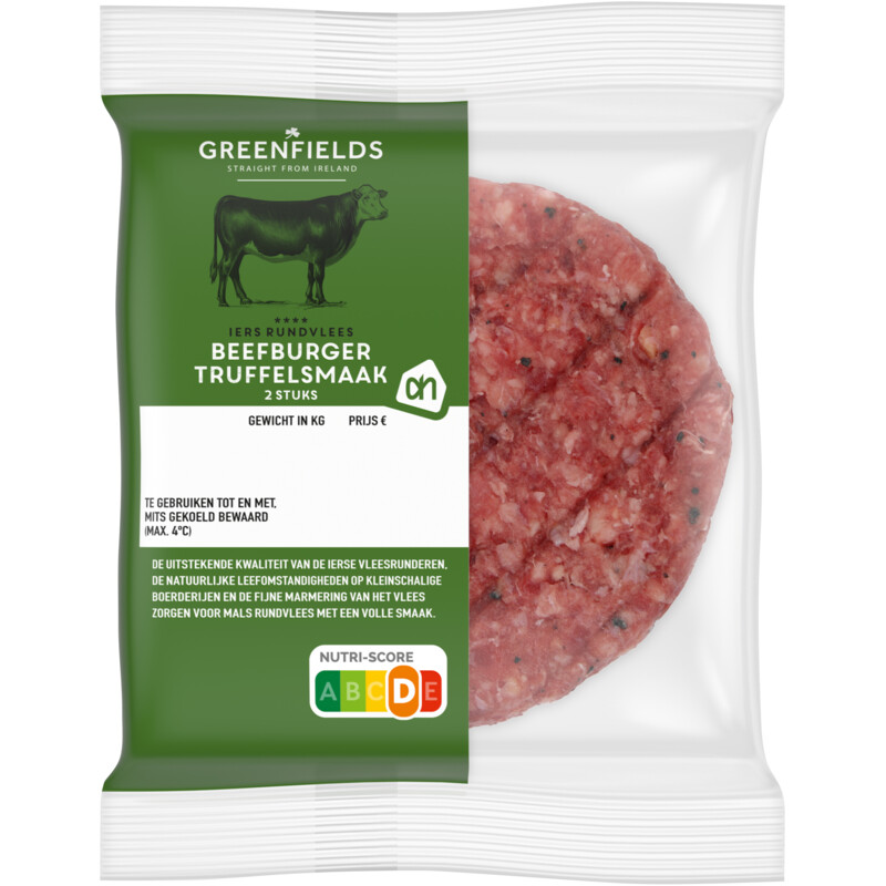 Een afbeelding van AH Greenfields Beefburger truffelsmaak 2 stuks