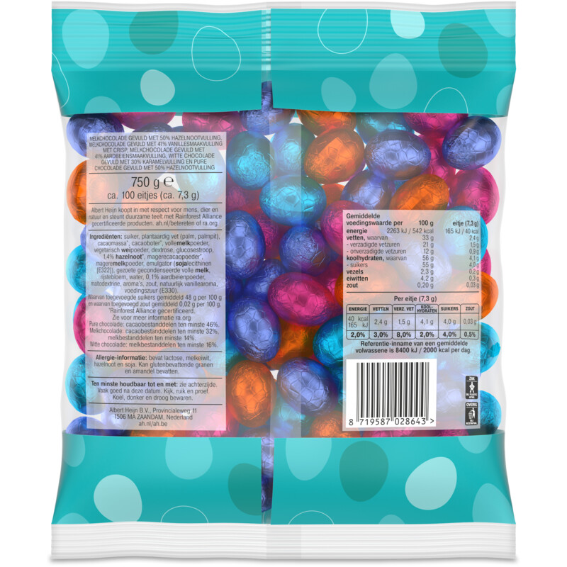 Een afbeelding van AH Chocolade eitjes mix gevuld