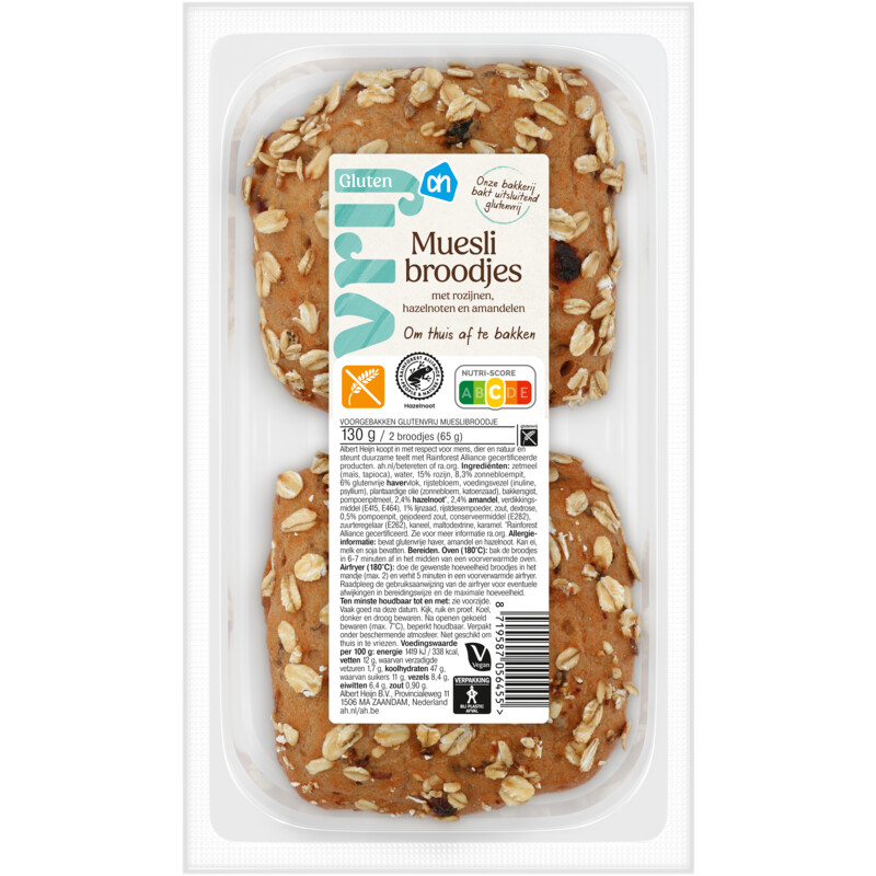Een afbeelding van AH Glutenvrij Mueslibroodjes