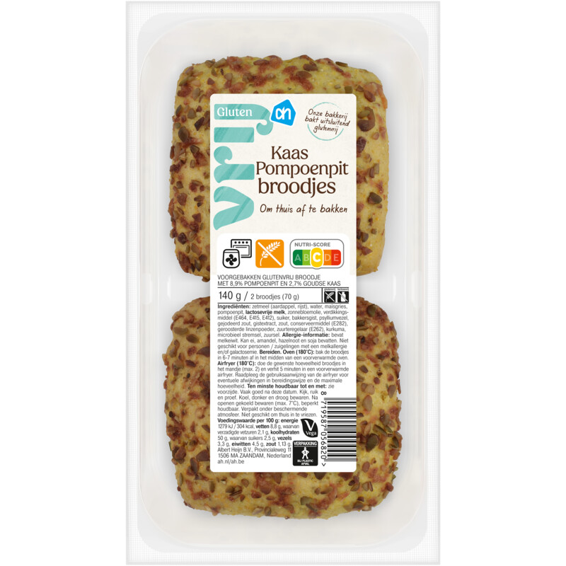 Een afbeelding van AH Glutenvrij Kaas pompoenpit broodjes