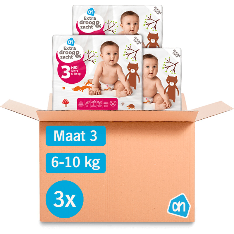 Een afbeelding van AH EDEZ open luiers maat 3 3-pack
