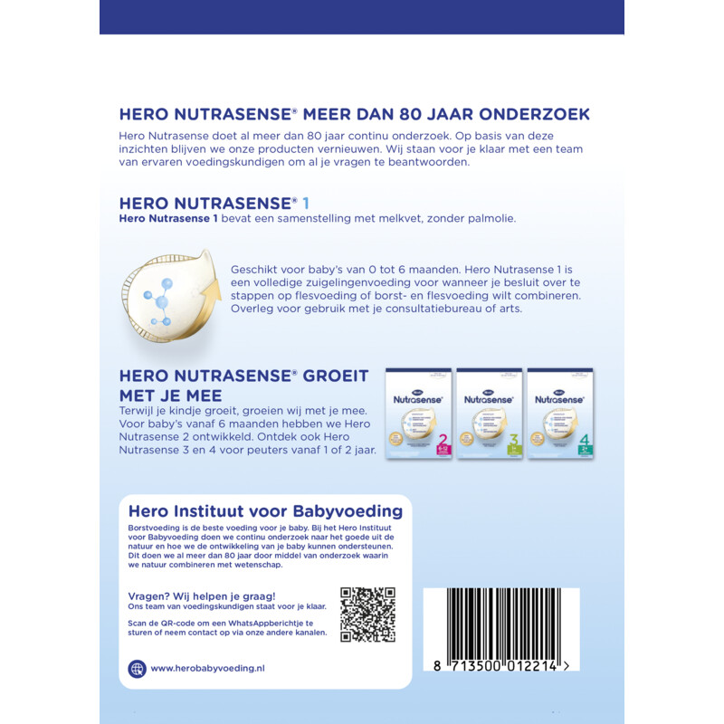 Een afbeelding van Hero Nutrasense 1 volledige zuigelingenvoeding 0-6m