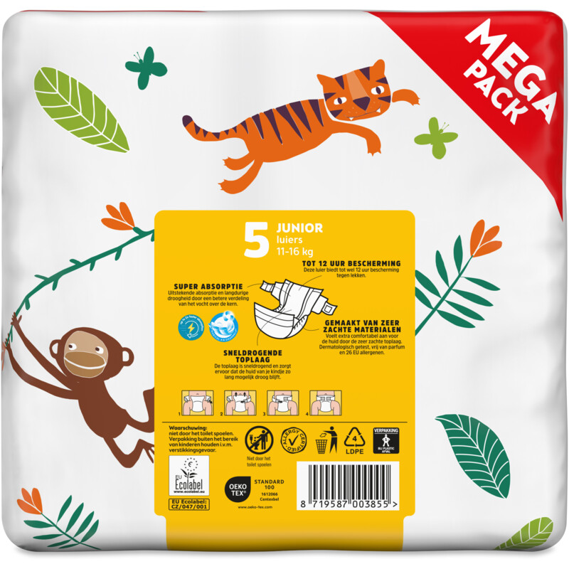 Een afbeelding van AH Extra droog en zacht luiers maat 5