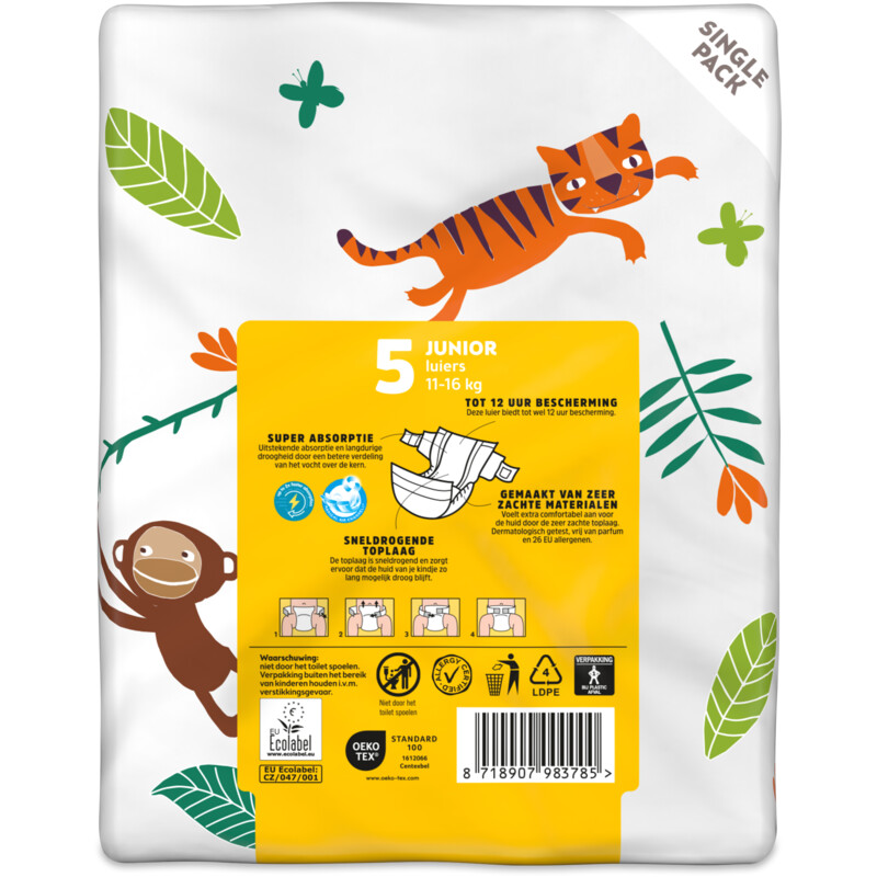 Een afbeelding van AH Extra droog en zacht luiers maat 5