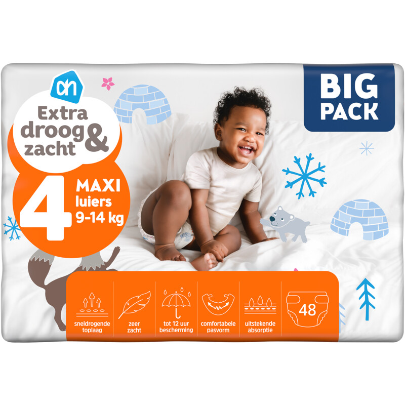 Een afbeelding van AH Extra droog en zacht luiers maat 4