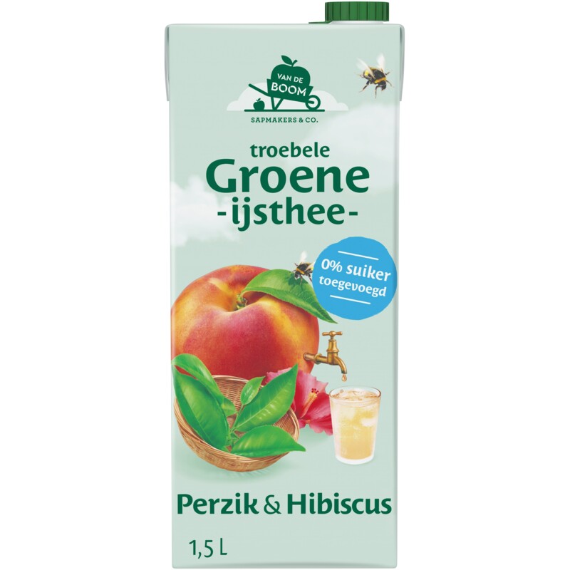 Een afbeelding van Van de Boom Troebele groene ijsthee perzik hibiscus
