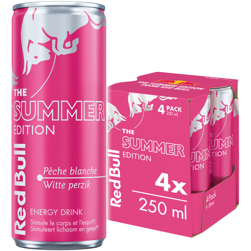 Een afbeelding van Red Bull Summer edition witte perzik 4-pack bel