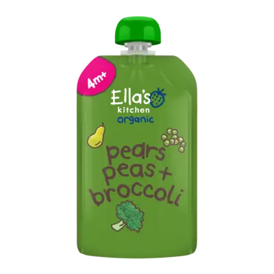 pdp-image-Ella's kitchen Knijpfruit pears, peas + broccoli 4m+