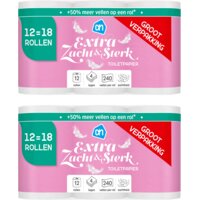 Een afbeelding van AH Toiletpapier 4-laags 12=18 rollen 2-pack