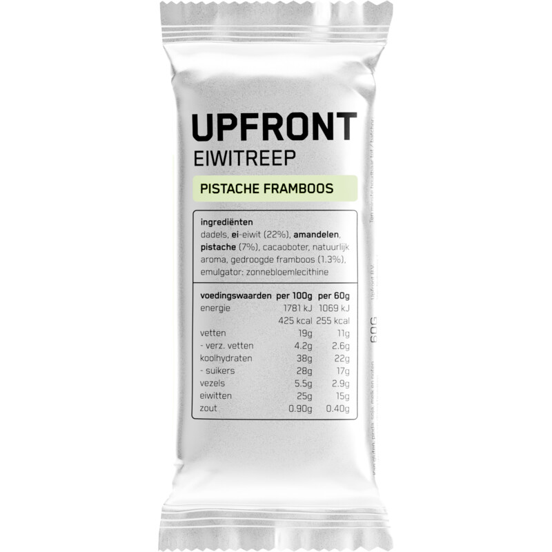 Een afbeelding van Upfront Eiwitreep pistache framboos
