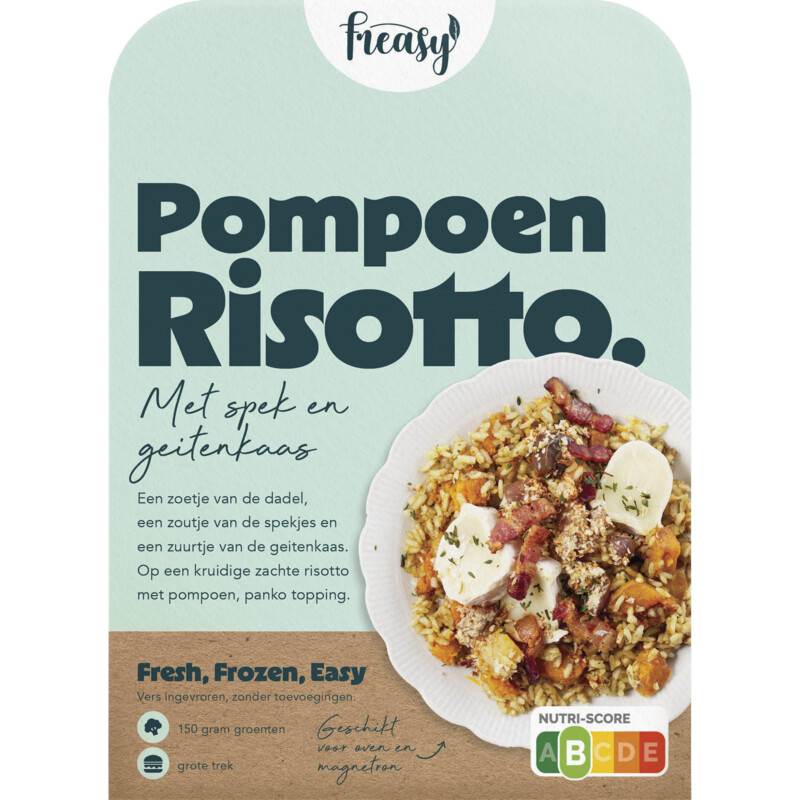 Een afbeelding van Freasy Pompoen risotto met spek en geitenkaas