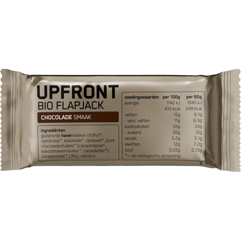 Een afbeelding van Upfront Bio flapjack chocolade smaak