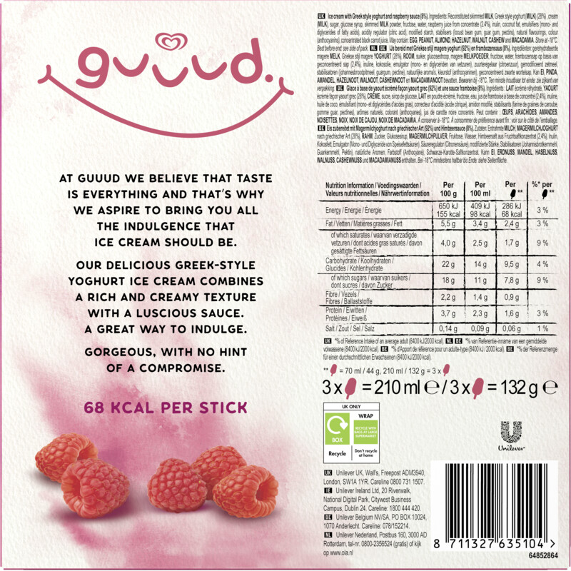 Een afbeelding van Ola Greek style yoghurt ice cream raspberry