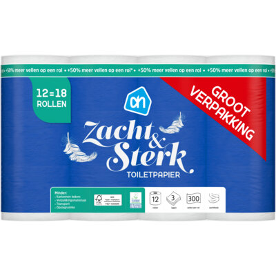 pdp-image-AH Toiletpapier zacht 3-laags 12=18 rollen