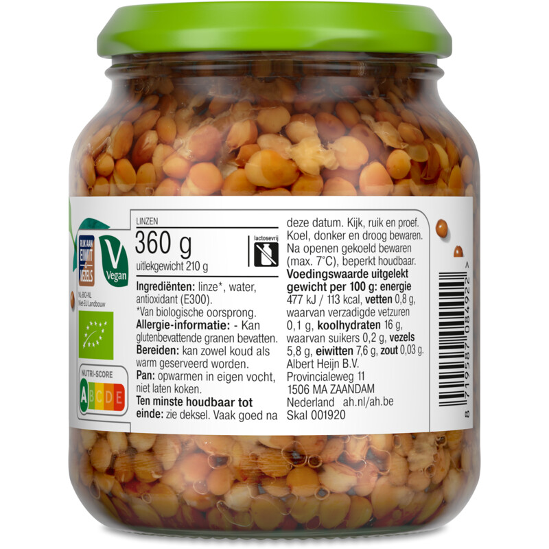 Een afbeelding van AH Terra Biologisch linzen