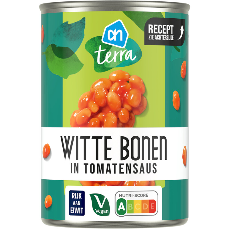 Een afbeelding van AH Terra Witte bonen in tomatensaus
