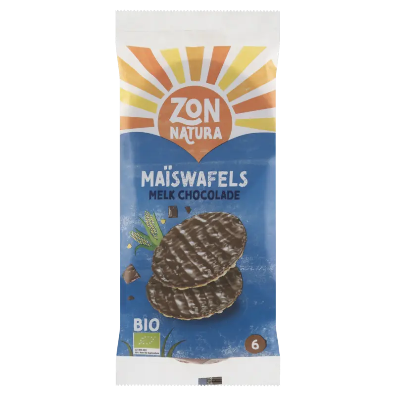 Bio Maïswafels Melkchocolade 6 Stuks