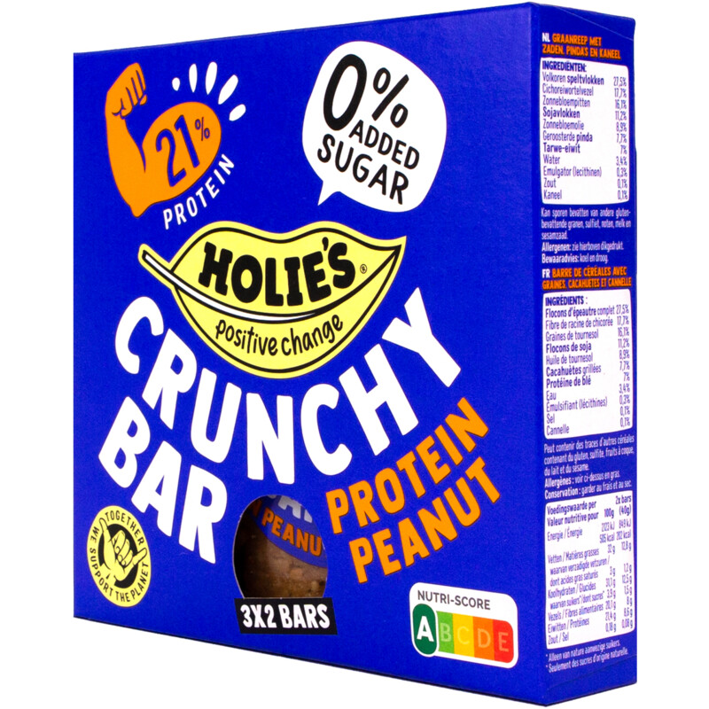 Een afbeelding van Holie's Crunchy bar protein peanut