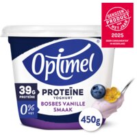 Een afbeelding van Optimel Proteïne yoghurt bosbes vanillesmaak