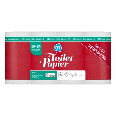 pdp-image-AH Toiletpapier 2-laags 16=24 rollen