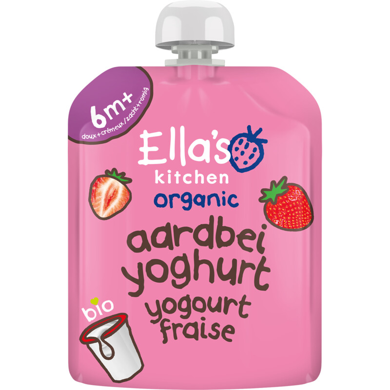 Een afbeelding van Ella's kitchen Biologische Aardbeien yoghurt 6m+