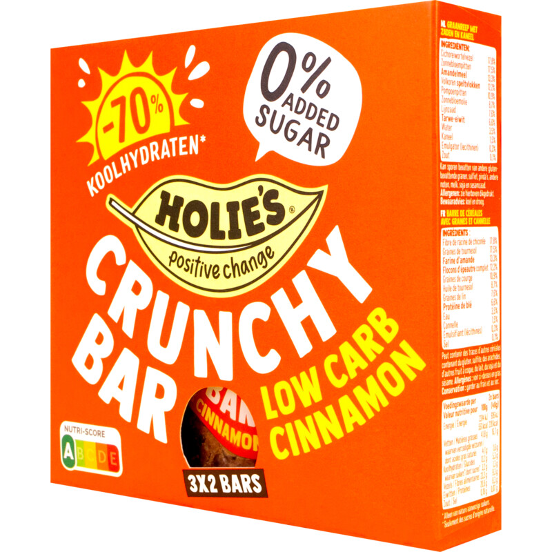 Een afbeelding van Holie's Crunchy bar low carb cinnamon