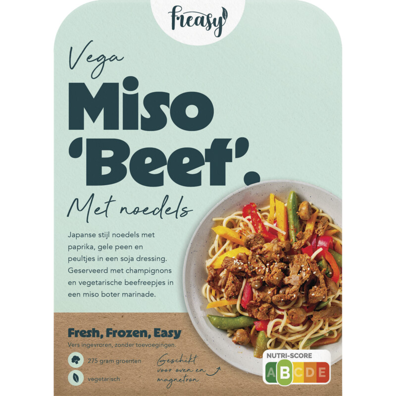 Een afbeelding van Freasy Miso ''beef'' met noedels