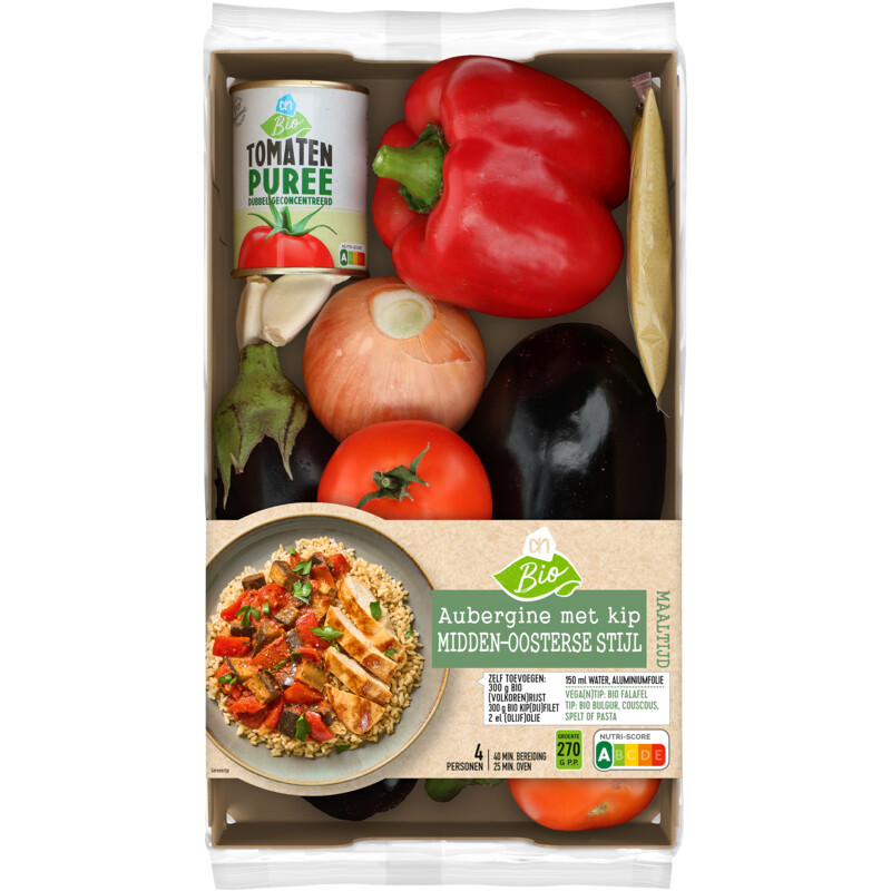 Een afbeelding van AH Biologisch Aubergine kip Midden-Oosterse verspakket