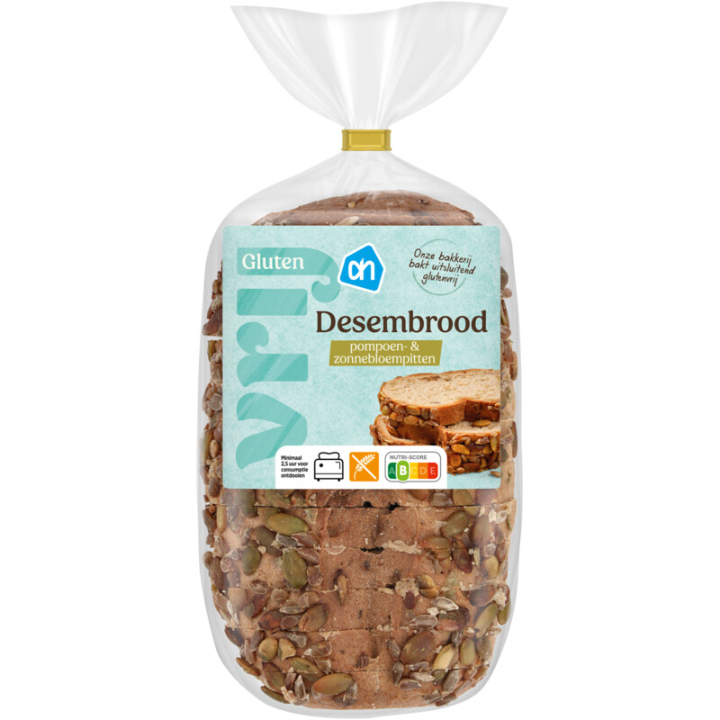 Een afbeelding van AH Glutenvrij Desembrood pompoen- & zonnebloempitten