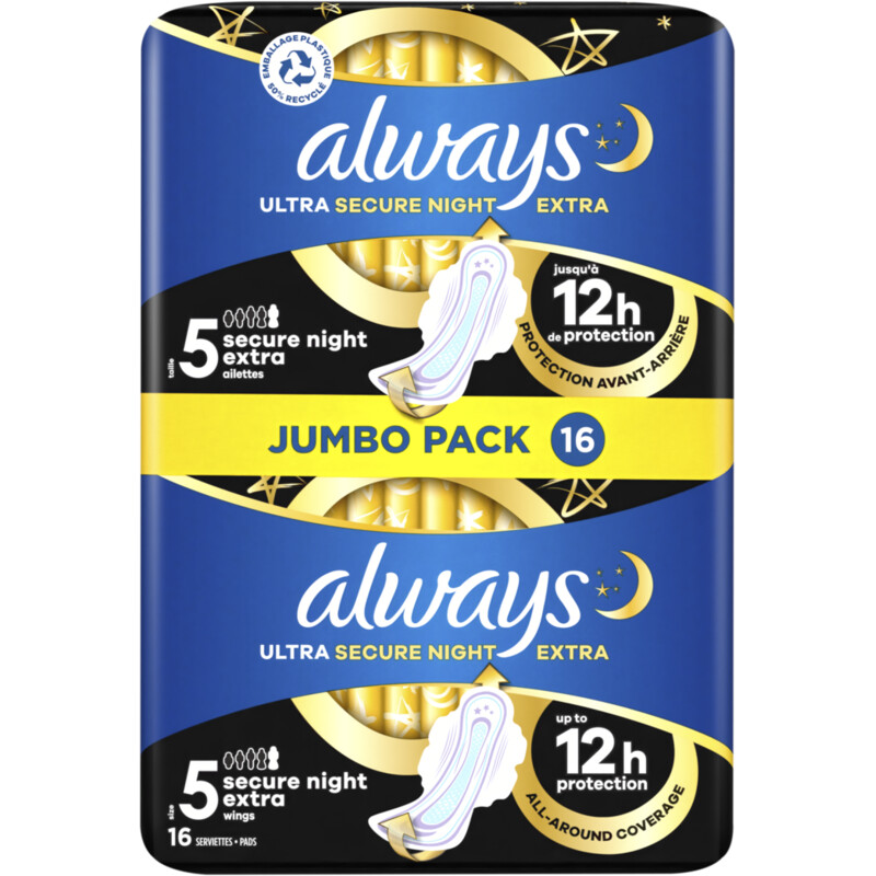 Een afbeelding van Always Ultra secure night extra wings big pack