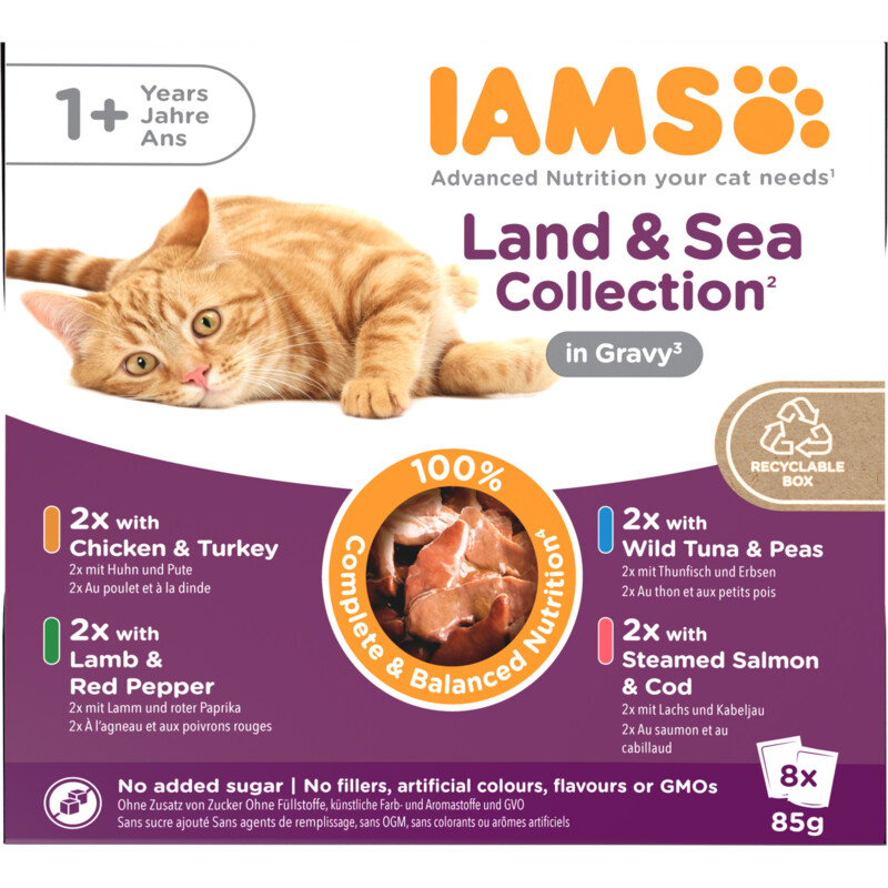 Een afbeelding van IAMS Delights adult 1+ land & sea collection